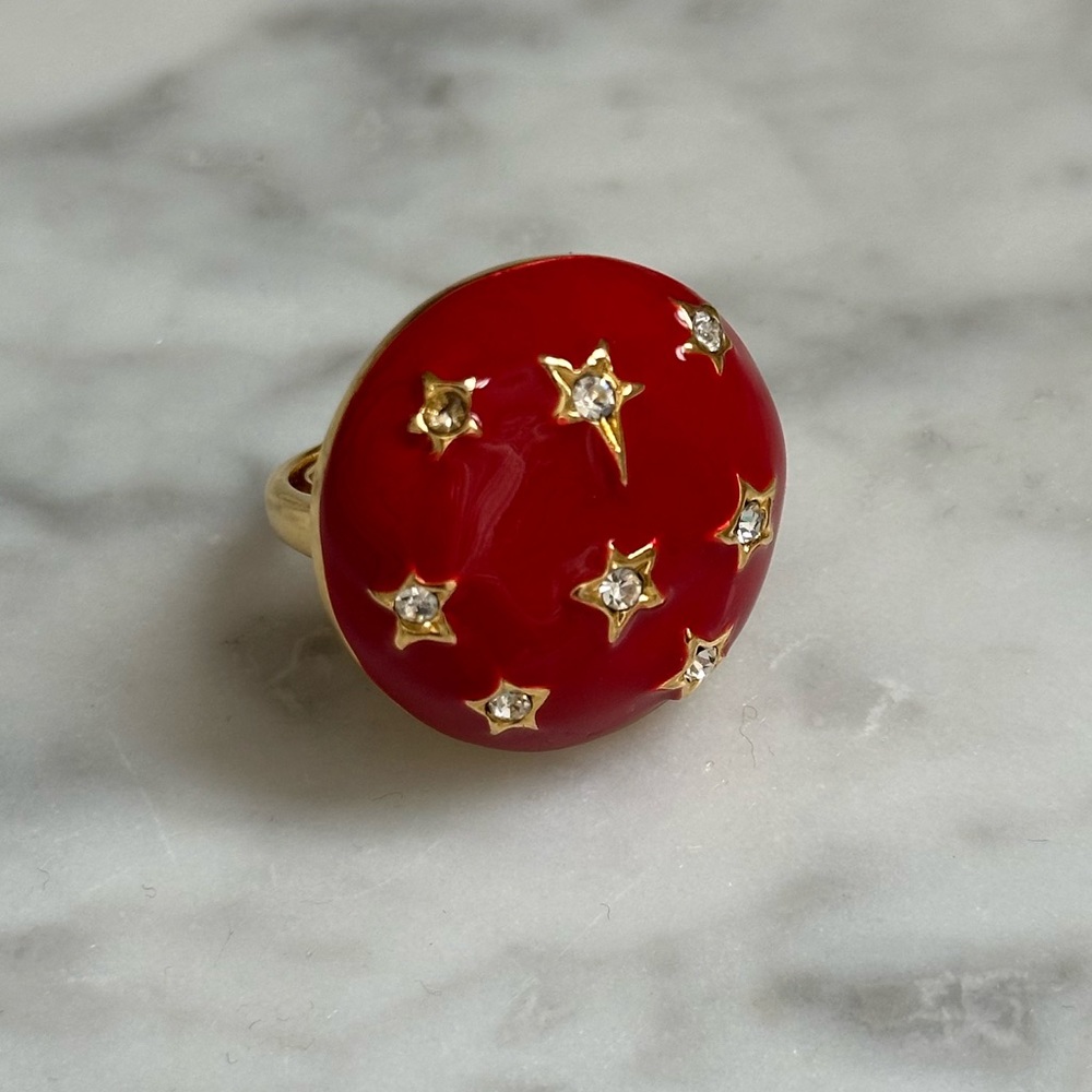Kenneth Jay Lane Red Crystal Star Costume Ring